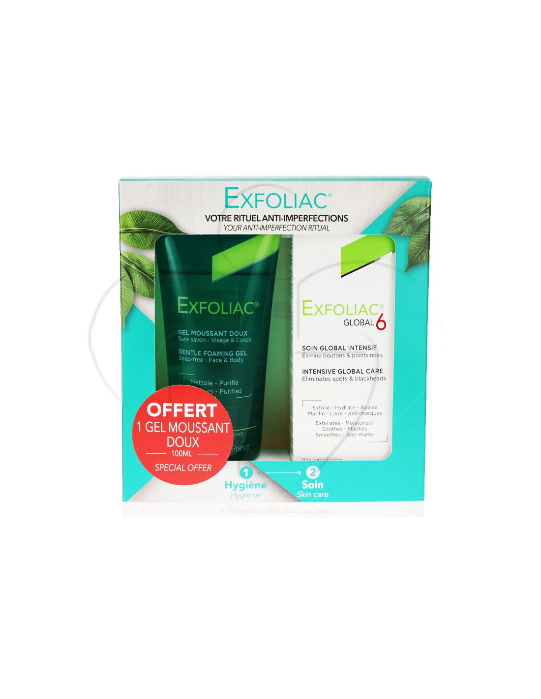 Exfoliac Rituel Anti-imperfections Global 6 Soin 30ml + Gel Moussant 100ml OFFERT 3 Exfoliac Rituel Anti-imperfections Global 6 Soin 30ml + Gel Moussant 100ml OFFERT