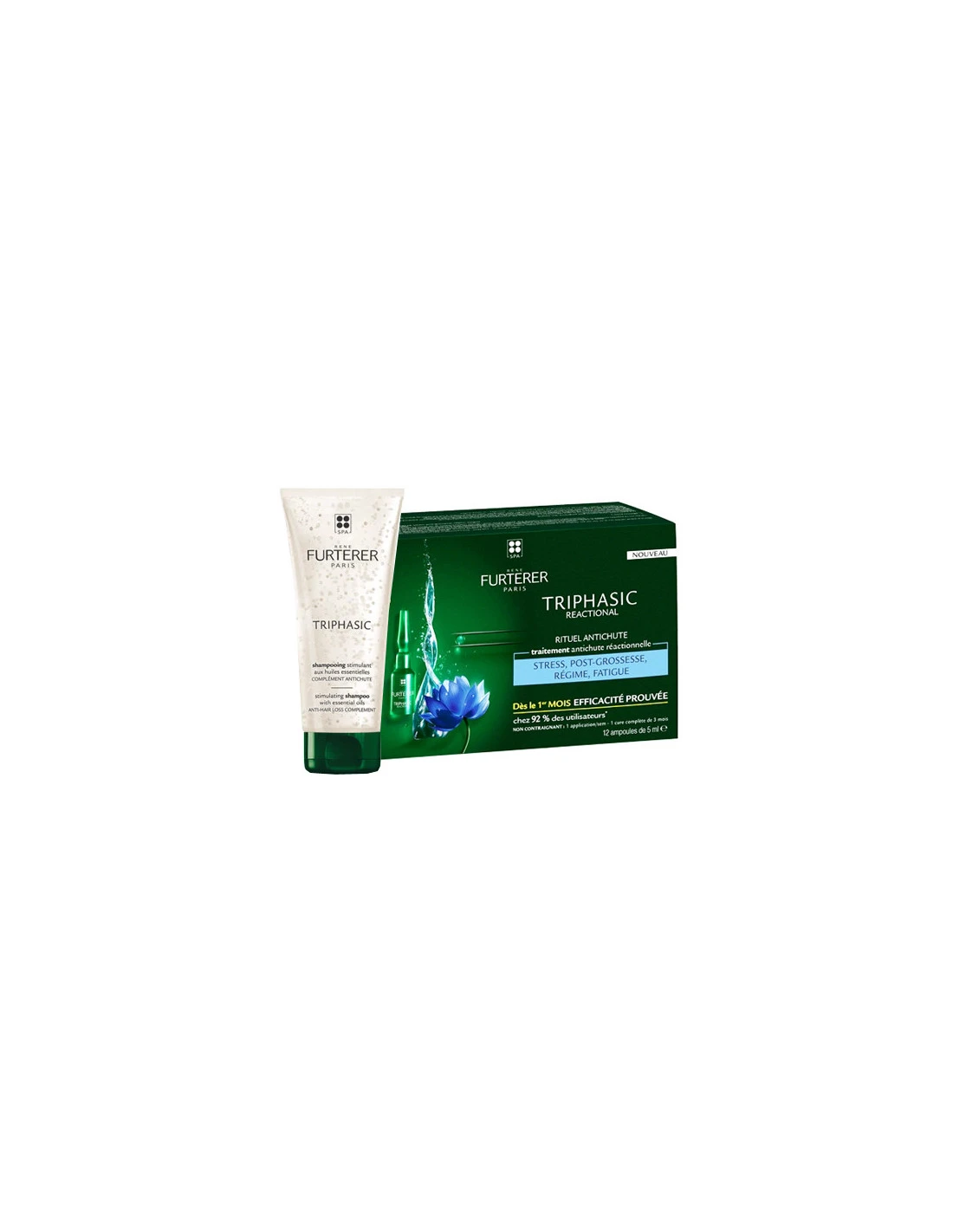 René Furterer Triphasic Reactional Traitement Antichute 12 Ampoules + Shampooing 100ml OFFERT 3 René Furterer Triphasic Reactional Traitement Antichute 12 Ampoules + Shampooing 100ml OFFERT